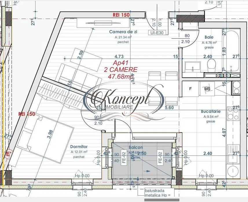 Apartament semifinisat cu parcare, zona semicentrala