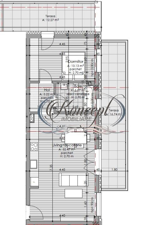 Apartament 2 camere cu terase generoase si CF