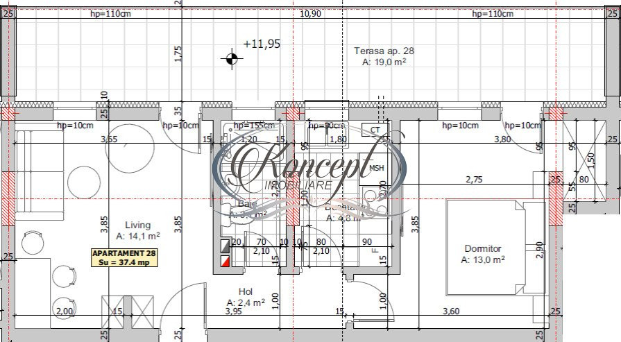 Apartament finisat, cu terasa, in zona Eroilor