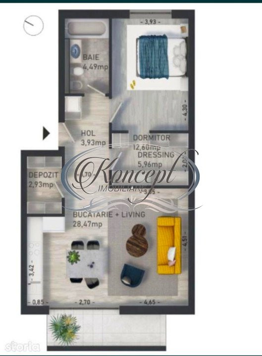 Apartament cu CF la etajul 1 in zona Primariei Baciu