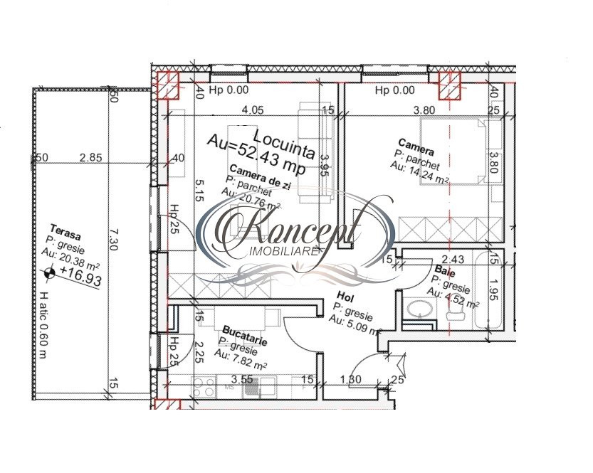Apartament cu terasa de 20 mp si parcare subterana