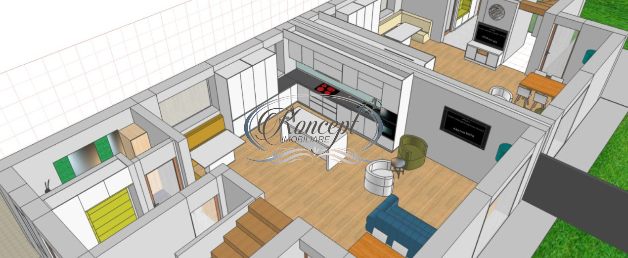 Duplex cu panouri fotovoltaice si panorama in Dambul Rotund