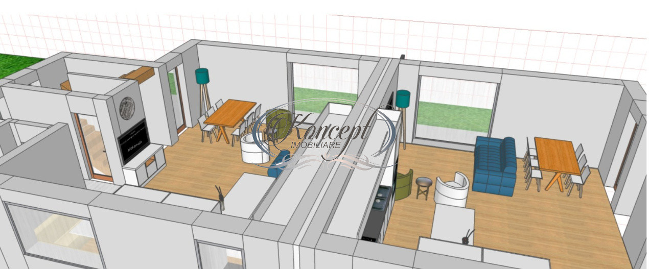 Duplex cu teren generos si panouri fotovoltaice in Dambul Rotund