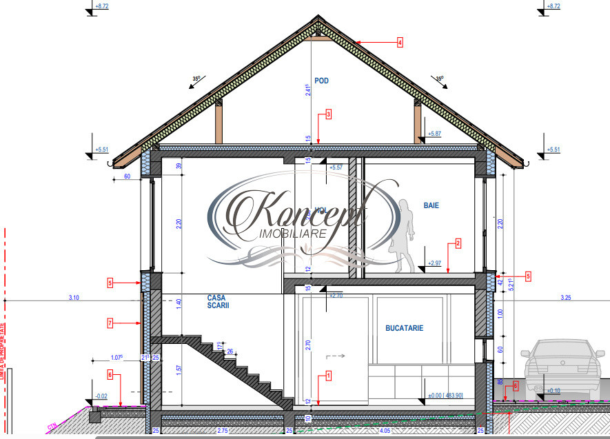 Casa moderna cu pod inalt si terasa generoasa pe Ady Endre