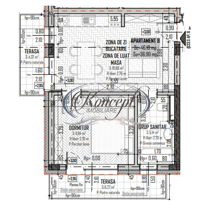 Apartament luminos in Baciu, imobil tip vila nou