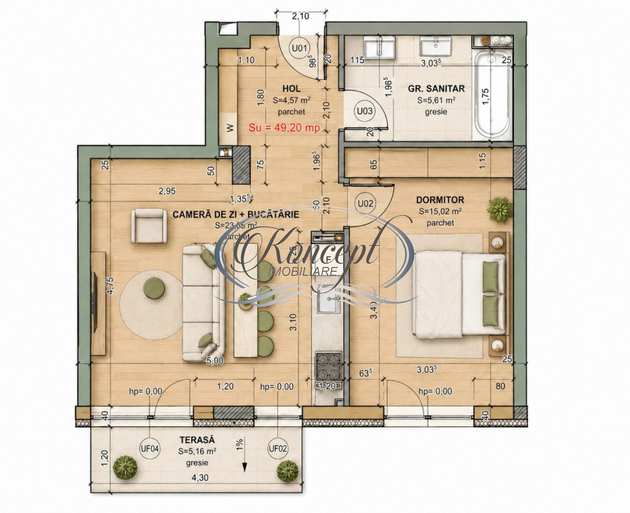 Apartament 2 camere in Terra Gardens, Cluj-Napoca