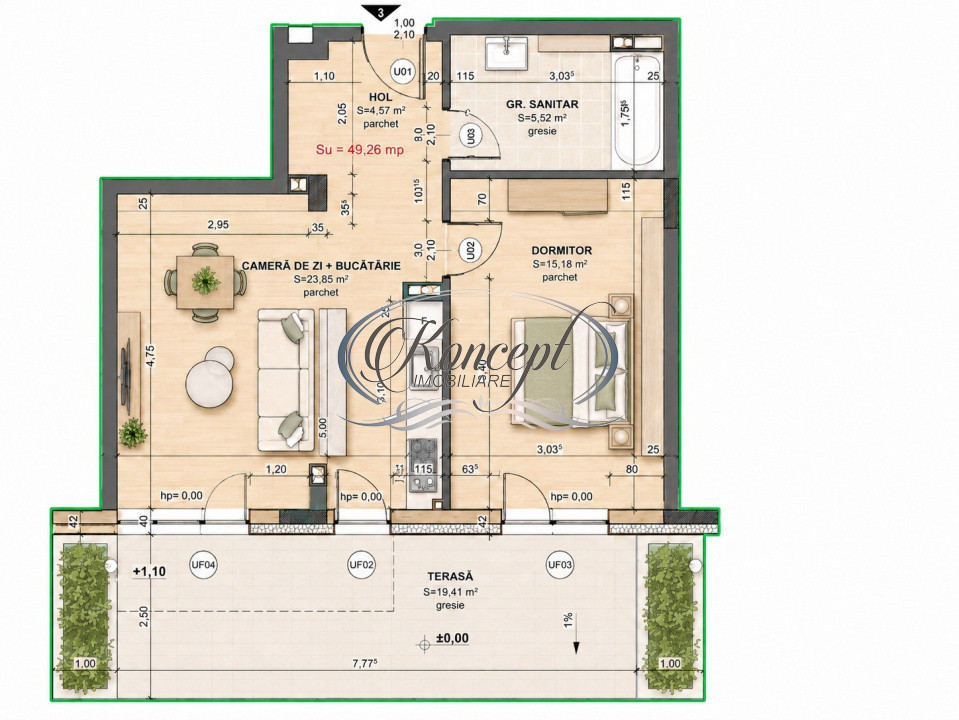 Apartament 2 camere si terasa in Terra Gardens, Cluj-Napoca