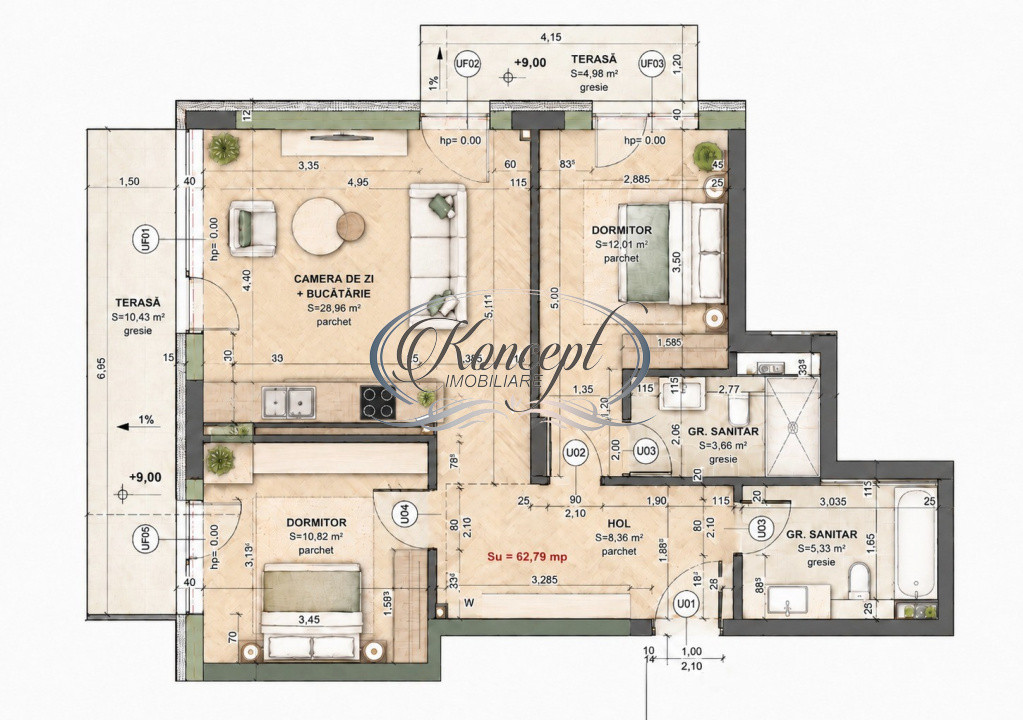 Apartament cu 3 camere in Terra Gardens, Cluj-Napoca