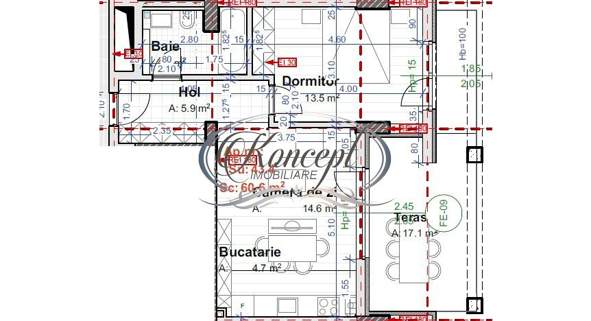 Apartament finisat cu terasa si CF, zona Vivo