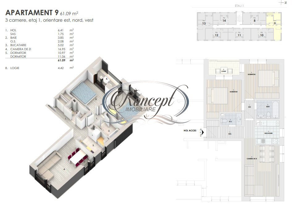 Apartament decomandat in bloc nou