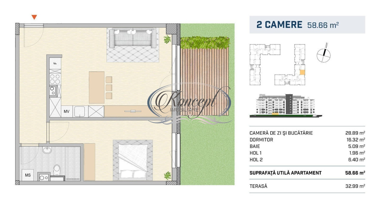 Apartament finisat cu terasa si CF